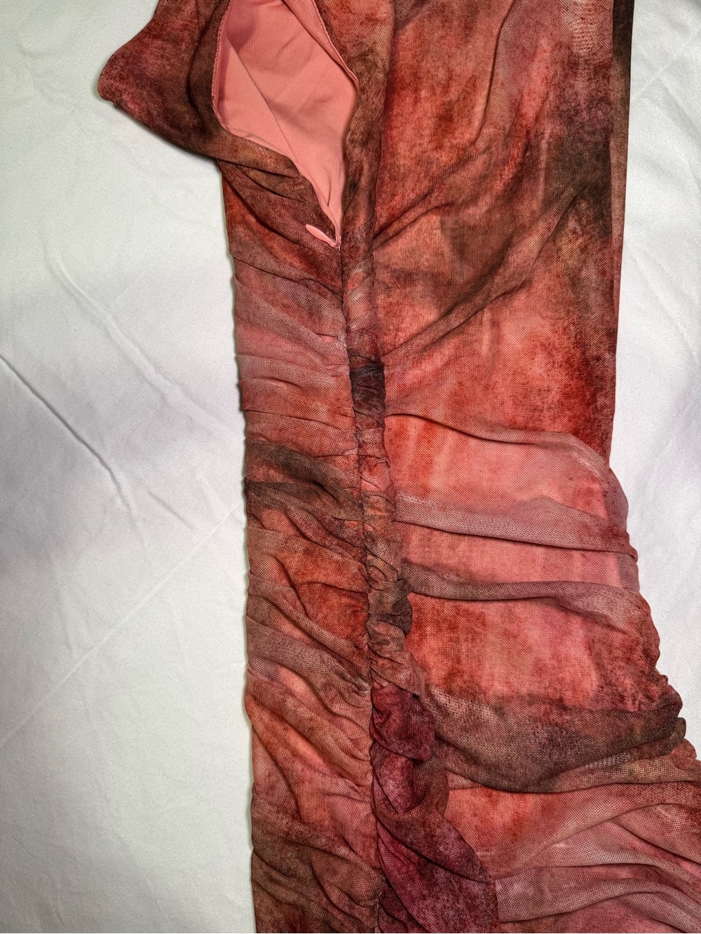 Ruched One-Shoulder Red ombré Dress - Picture 3 of 12